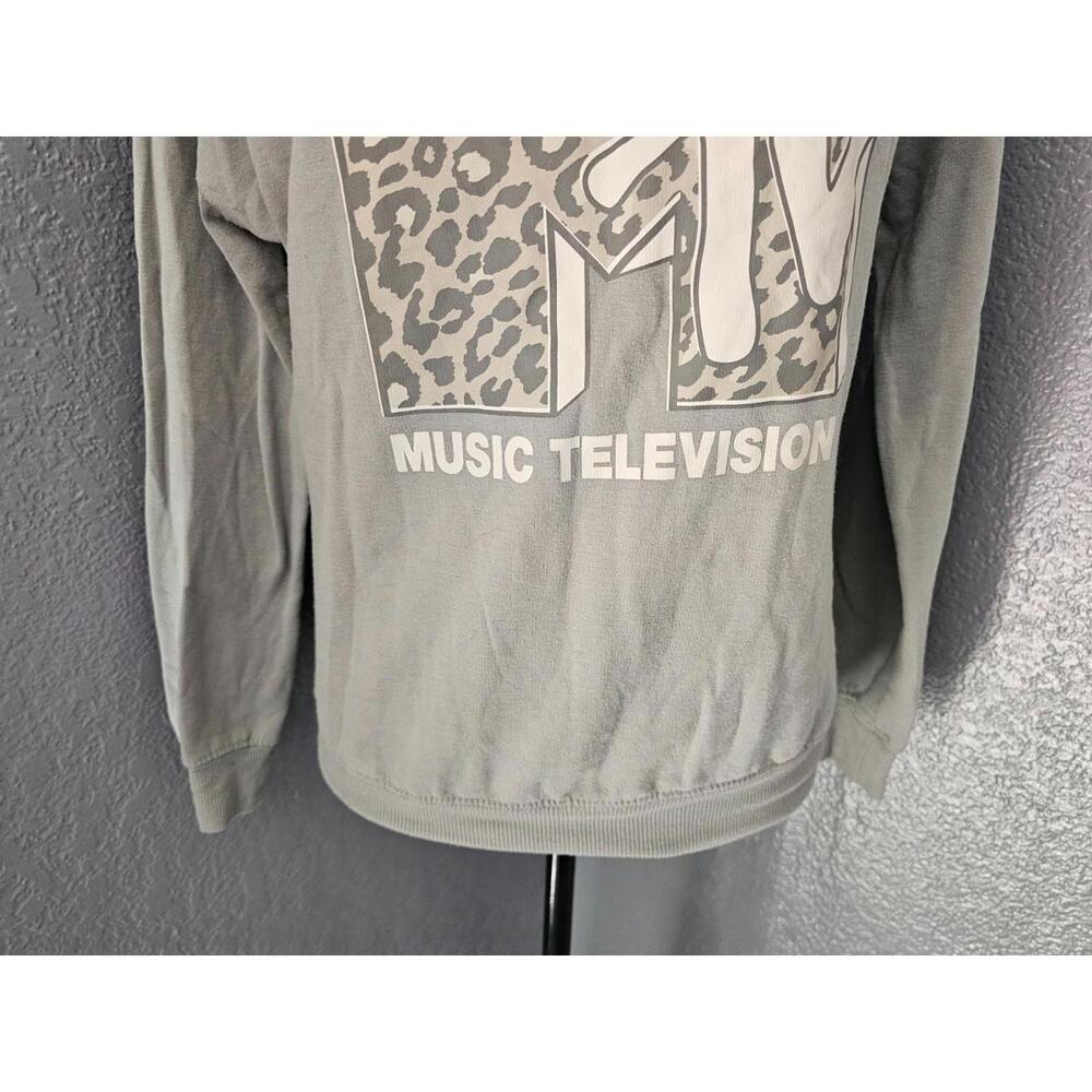Women's 2021 MTV Pullover Sweater Music Long Sleeve Green Size X Small Leopard - Picture 4 of 10